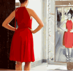 Odile choosing a dress